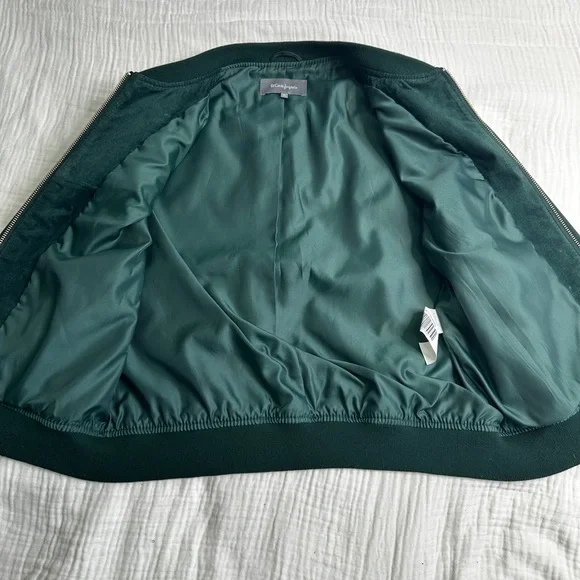 Luxe Emerald Green Suede Bomber Jacket – Streetwear Essential - Picture 6 of 8